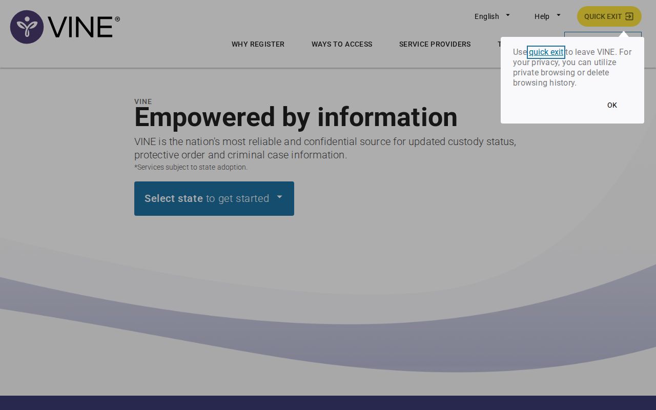 Roane County VINELink custody check interface